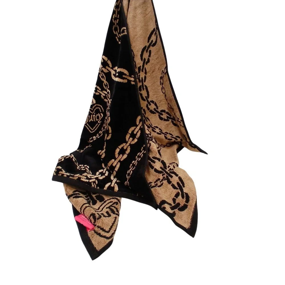 RARE NEW Juicy Couture Bath Beach Towel‎ Luxe Equestrian Gold Chains Discontinue